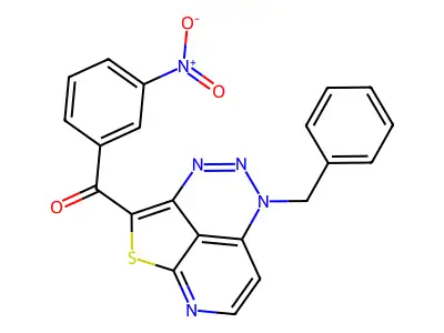 (5-benzyl-5H-1-thia-3,4,5,8-tetraazaacenaphthylen-2-yl){3-nitrophenyl}methanone structure