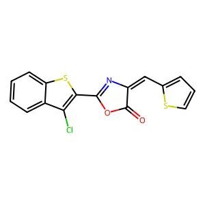 2-(3-chloro-1-benzothien-2-yl)-4-(2-thienylmethylene)-1,3-oxazol-5(4H)-one structure