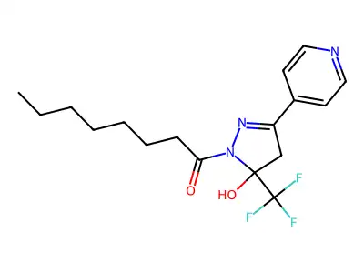 1-octanoyl-3-(4-pyridinyl)-5-(trifluoromethyl)-4,5-dihydro-1H-pyrazol-5-ol structure