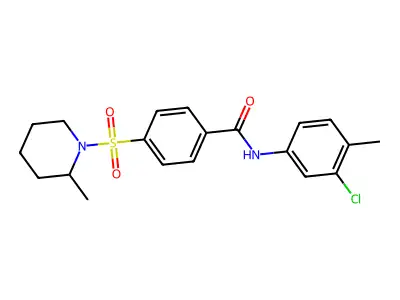 N-(3-chloro-4-methylphenyl)-4-(2-methylpiperidin-1-yl)sulfonylbenzamide structure