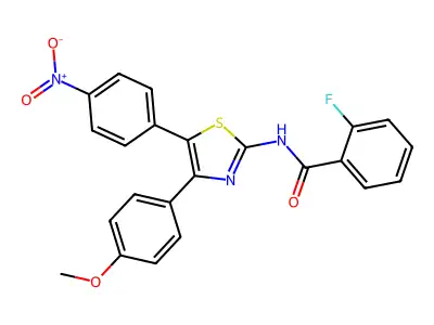 2-fluoro-N-[4-(4-methoxyphenyl)-5-(4-nitrophenyl)-1,3-thiazol-2-yl]benzamide structure