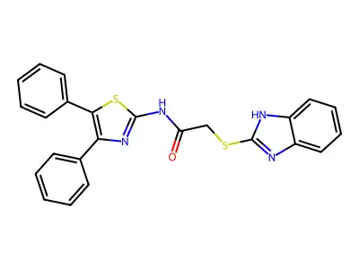 2-(1H-benzimidazol-2-ylsulfanyl)-N-(4,5-diphenyl-1,3-thiazol-2-yl)acetamide structure