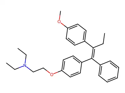 N,N-diethyl-2-[4-[2-(4-methoxyphenyl)-1-phenylbut-1-enyl]phenoxy]ethanamine structure