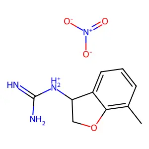 Guanidine, (2,3-dihydro-7-methyl-3-benzofuranyl)-, nitrate structure