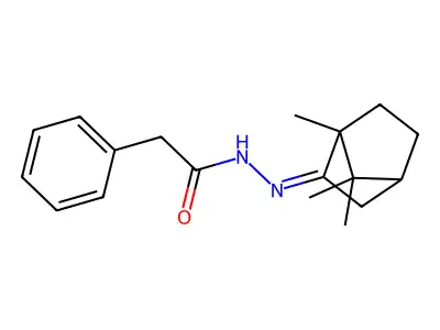 2-phenyl-N'-(1,7,7-trimethylbicyclo[2.2.1]hept-2-ylidene)acetohydrazide structure