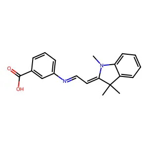 3-[[(2E)-2-(1,3,3-trimethylindol-2-ylidene)ethylidene]amino]benzoic acid structure