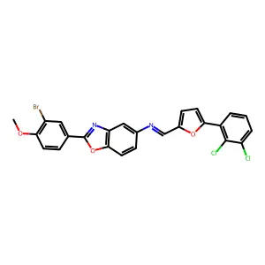 2-(3-bromo-4-methoxyphenyl)-N-{[5-(2,3-dichlorophenyl)-2-furyl]methylene}-1,3-benzoxazol-5-amine structure