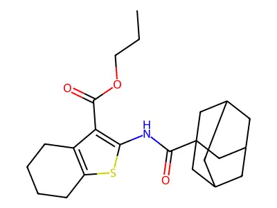 propyl 2-[(1-adamantylcarbonyl)amino]-4,5,6,7-tetrahydro-1-benzothiophene-3-carboxylate structure