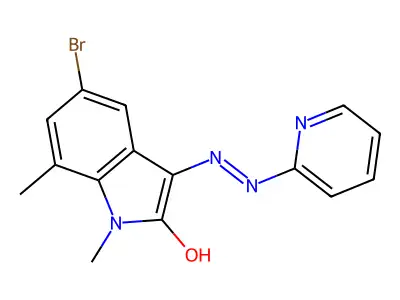 (3Z)-5-bromo-1,7-dimethyl-3-(pyridin-2-ylhydrazinylidene)indol-2-one structure