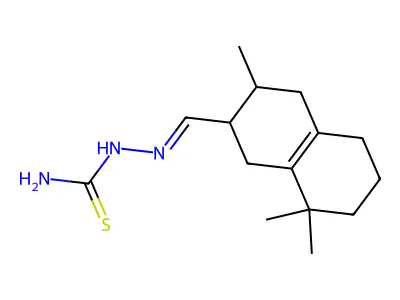 [(E)-(3,8,8-trimethyl-2,3,4,5,6,7-hexahydro-1H-naphthalen-2-yl)methylideneamino]thiourea structure