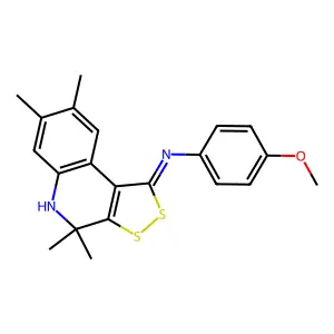 N-(4-methoxyphenyl)-4,4,7,8-tetramethyl-5H-dithiolo[3,4-c]quinolin-1-imine structure
