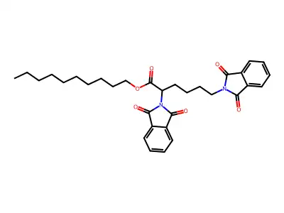 decyl 2,6-bis(1,3-dioxo-1,3-dihydro-2H-isoindol-2-yl)hexanoate structure