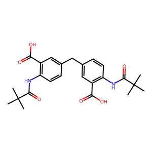 5,5'-Methylenebis(2-pivalamidobenzoic acid) structure
