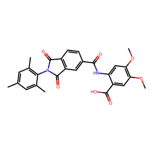 2-(2-Mesityl-1,3-dioxoisoindoline-5-carboxamido)-4,5-dimethoxybenzoic acid structure