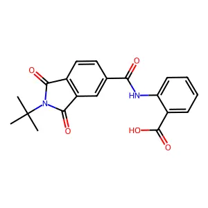 2-(2-(tert-butyl)-1,3-dioxoisoindoline-5-carboxamido)benzoic acid structure