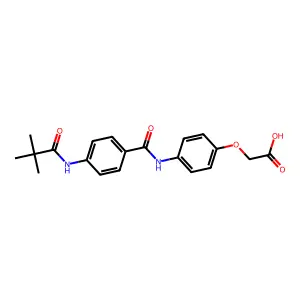 {4-[({4-[(2,2-Dimethylpropanoyl)amino]phenyl}carbonyl)amino]phenoxy}acetic acid structure