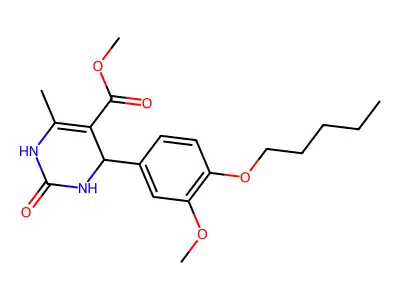 methyl 4-[3-methoxy-4-(pentyloxy)phenyl]-6-methyl-2-oxo-1,2,3,4-tetrahydropyrimidine-5-carboxylate structure
