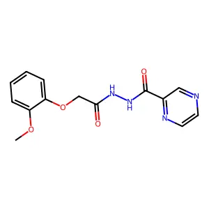 N'-[2-(2-methoxyphenoxy)acetyl]pyrazine-2-carbohydrazide structure