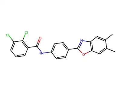 2,3-dichloro-N-[4-(5,6-dimethyl-1,3-benzoxazol-2-yl)phenyl]benzamide structure