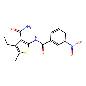 4-Ethyl-5-methyl-2-[(3-nitrobenzoyl)amino]thiophene-3-carboxamide structure