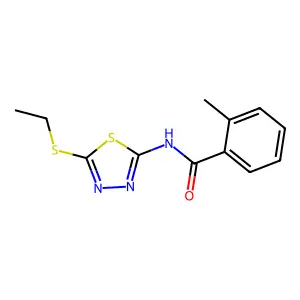 N-[5-(ethylsulfanyl)-1,3,4-thiadiazol-2-yl]-2-methylbenzamide structure