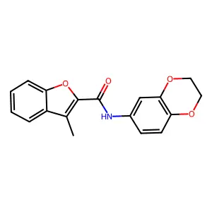 N-(2,3-dihydro-1,4-benzodioxin-6-yl)-3-methyl-1-benzofuran-2-carboxamide structure