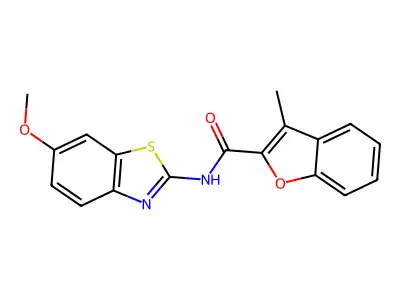 N-(6-methoxy-1,3-benzothiazol-2-yl)-3-methyl-1-benzofuran-2-carboxamide structure