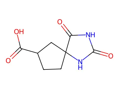 2,4-Dioxo-1,3-diazaspiro[4.4]nonane-7-carboxylic acid structure