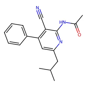 N-[3-cyano-6-(2-methylpropyl)-4-phenylpyridin-2-yl]acetamide structure