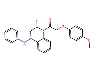 1-(4-anilino-2-methyl-3,4-dihydro-2H-quinolin-1-yl)-2-(4-methoxyphenoxy)ethanone structure