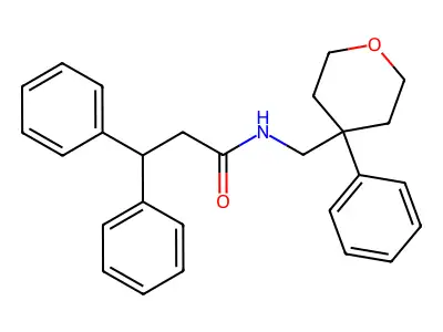 3,3-diphenyl-N-[(4-phenyloxan-4-yl)methyl]propanamide structure