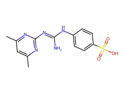 4-(3-(4,6-Dimethylpyrimidin-2-yl)guanidino)benzenesulfonic acid structure