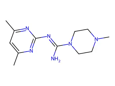 N-(4,6-dimethyl-2-pyrimidinyl)-4-methyl-1-piperazinecarboximidamide structure