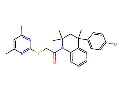 1-[4-(4-chlorophenyl)-2,2,4-trimethyl-3H-quinolin-1-yl]-2-(4,6-dimethylpyrimidin-2-yl)sulfanylethanone structure
