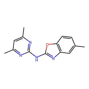 N-(4,6-dimethylpyrimidin-2-yl)-5-methyl-1,3-benzoxazol-2-amine structure