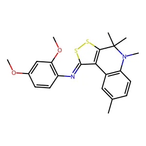 N-(2,4-dimethoxyphenyl)-4,4,5,8-tetramethyldithiolo[3,4-c]quinolin-1-imine structure