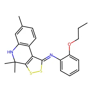 4,4,7-trimethyl-N-(2-propoxyphenyl)-5H-dithiolo[3,4-c]quinolin-1-imine structure