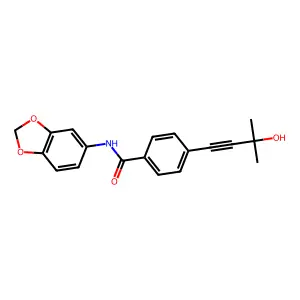 N-(1,3-benzodioxol-5-yl)-4-(3-hydroxy-3-methylbut-1-ynyl)benzamide structure