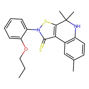 4,4,8-trimethyl-2-(2-propoxyphenyl)-4,5-dihydroisothiazolo[5,4-c]quinoline-1(2H)-thione structure