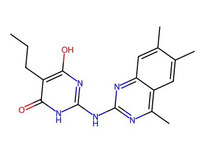 5-Propyl-2-[(4,6,7-trimethylquinazolin-2-yl)amino]pyrimidine-4,6-diol structure