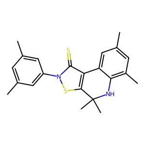 2-(3,5-dimethylphenyl)-4,4,6,8-tetramethyl-4,5-dihydroisothiazolo[5,4-c]quinoline-1(2H)-thione structure