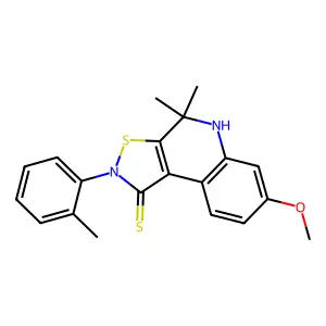 7-methoxy-4,4-dimethyl-2-(2-methylphenyl)-5H-[1,2]thiazolo[5,4-c]quinoline-1-thione structure