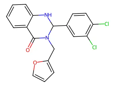 2-(3,4-dichlorophenyl)-3-(furan-2-ylmethyl)-2,3-dihydroquinazolin-4(1H)-one structure