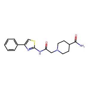 1-[(4-Phenyl-thiazol-2-ylcarbamoyl)-methyl]-piperidine-4-carboxylic acid amide structure