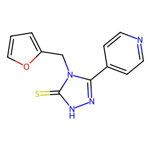 4-(furan-2-ylmethyl)-5-(pyridin-4-yl)-4H-1,2,4-triazole-3-thiol structure