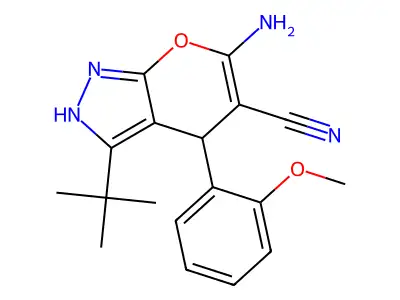 6-Amino-3-tert-BU-4-(2-meo-PH)-1,4-dihydropyrano(2,3-C)pyrazole-5-carbonitrile structure