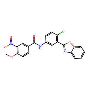 N-[3-(1,3-benzoxazol-2-yl)-4-chlorophenyl]-4-methoxy-3-nitrobenzamide structure