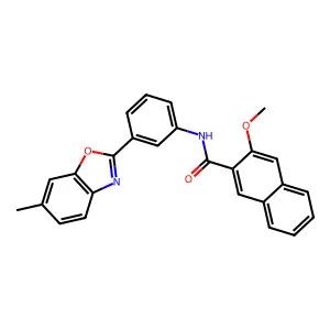 3-methoxy-N-[3-(6-methyl-1,3-benzoxazol-2-yl)phenyl]naphthalene-2-carboxamide structure