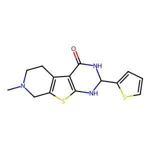 7-methyl-2-thiophen-2-yl-1,2,3,5,6,8-hexahydropyrido[2,3]thieno[2,4-d]pyrimidin-4-one structure