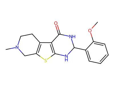 2-(2-methoxyphenyl)-7-methyl-1,2,5,6,7,8-hexahydropyrido[4',3':4,5]thieno[2,3-d]pyrimidin-4-ol structure